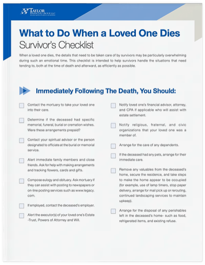Survivors Checklist: What to do when a loved one dies